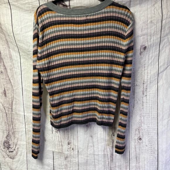 American Eagle Outfitters Striped Sweater - Gray, Pink, Yellow large - Picture 2 of 6